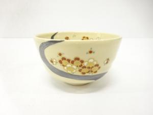 久世久宝造　金彩色絵　流水に梅　茶碗